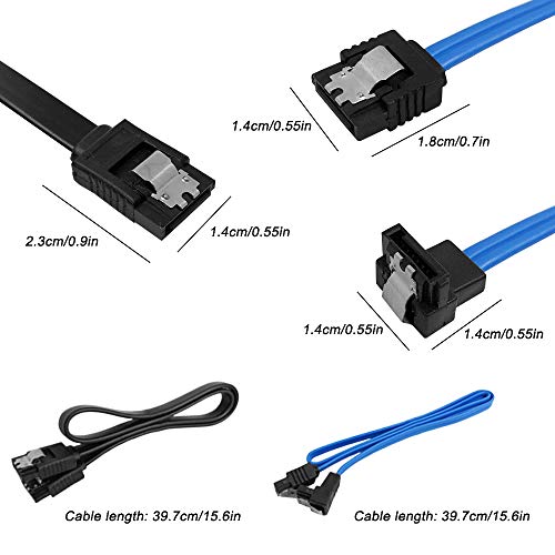 image for Set of 12, Straight and 90 Degree Right-Angle SATA III Cable 6.0 Gbps 