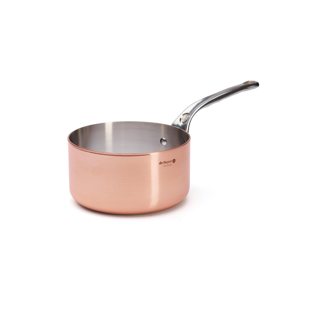 De Buyer 6406.18 Stainless Steel Saucepan, 2 mm Thick, 18 cm Diameter