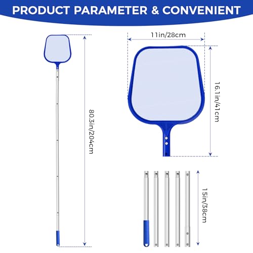 CNMTCCO Swimming Pool Skimmer Net with 204cm Telescopic Pole, Extra Long Pool Net for Cleaning Leaves, Fine Mesh Pond Net for Garden Ponds, Hot Tubs, Spas & Above Ground Pools, Reinforced Aluminium
