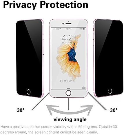 iPhone 6 6s Plus Privacy Anti-Spy Tempered Glass Full Screen Protector Ballistics 0.3mm 9H Hardness Anti shatter Anti Scratch Fingerprint, Bubble Free Black (iPhone 6/6s plus) (iPhone 6 6s 7)