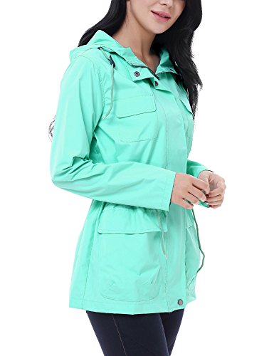 Vessos Womens Hooded Waterproof Active Outdoor Rain Jacket Windbreaker Blue Medium - Thumbnail 2