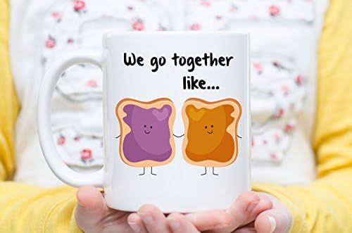 We Go Together Like Peanut Butter And Jelly, PB+J Mug, Couple Mug, Meant to Be Together, Boyfriend, Girlfriend Gift, Anniversary Mug, Valentine's Day Gifts, Coffee Cups and Mugs, 11oz 15oz