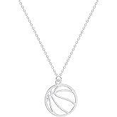 RTY Minimalist Hollow Basketball Pendant Necklace for Teens Sports Lover Friendship Gift