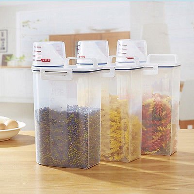 JISETY 2.5L Kitchen Cereal Grain Bean Rice Plastic Food Storage Container Box Bottles