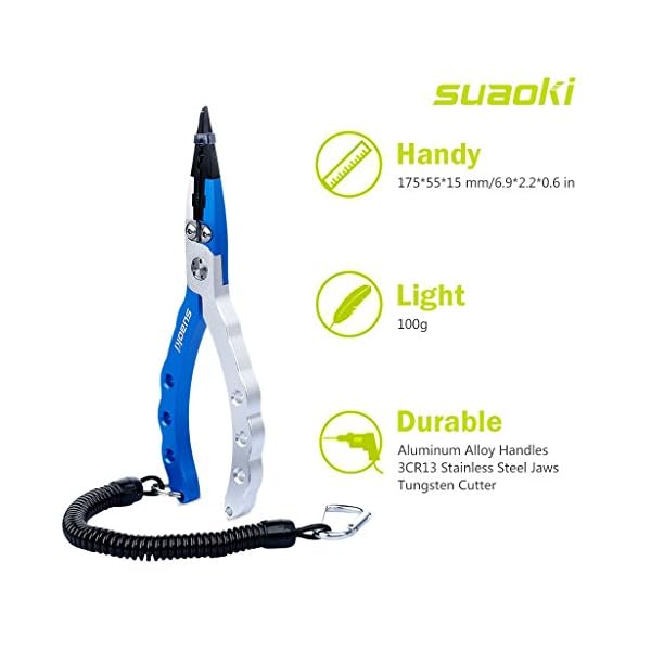 Suaoki-Stainless-Steel-Fishing-Pliers-Saltwater-Aluminum-Handles-Tools-for-Cutting-Braid-Line-and-Remove-Hooks-Lure-with-Sheath-and-Lanyard