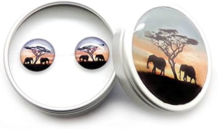 Romantic Vintage Red Black African Elephant 925 Sterling Silver Stud Earrings Girls and Women Gift Nickel Free Ear Studs
