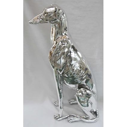 Large Greyhound Lurcher Statue Silver Floor Standing Modern