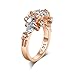 EVBEA Simulated Diamond Engagement Rings Rose Gold Halo CZ Flower Skull Promise Rings