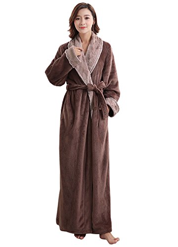 Ladies Bathrobe Soft Plush Warm Flannel Spa Long Bath Robe ...