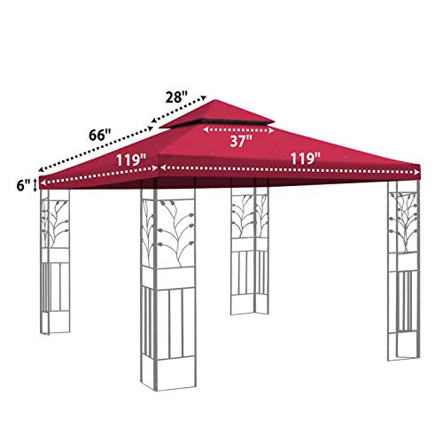 BenefitUSA Replacement Canopy Top Cover for 10'X10' Gazebo Polyester Double Tiers for Outdoor Garden Patio Pavilion Sunshade (Burgundy)