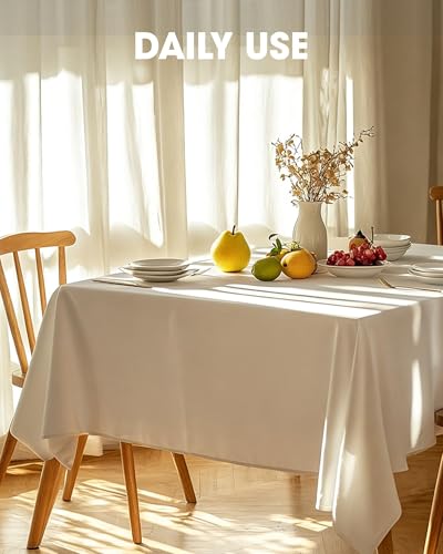 2 Pack Rectangle Table Cloth 60" x 102" – Durable Polyester Tablecloth Offers Reusable & Washable Protection, Ideal for Outdoor Party, Picnic, Wedding, Banquet and Birthday (White, 60"x102")