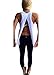 Mazonyi Women's Open Back Split Sleeveless Blouse Loose Tank T Shirt Sleeveless Summer Swing Clubwear Vest Top Basic Tee Wihte Black M Pack of 2