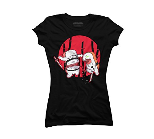 Sushi Slash Juniors' Large Black Graphic T Shirt - Design By Humans