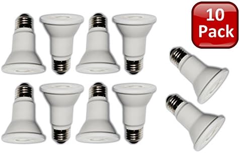 Cost Less Lighting 10 Pack PAR20 LED Bulb, 6W, CRI 80+, Wide Flood Light Bulb, 25° Beam Angle, Medium Base (E26), ENERGY STAR &amp; UL (3000K Warm White)
