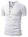 Doublju Mens Henley T-shirts with Short Sleeve WHITE (US-L)
