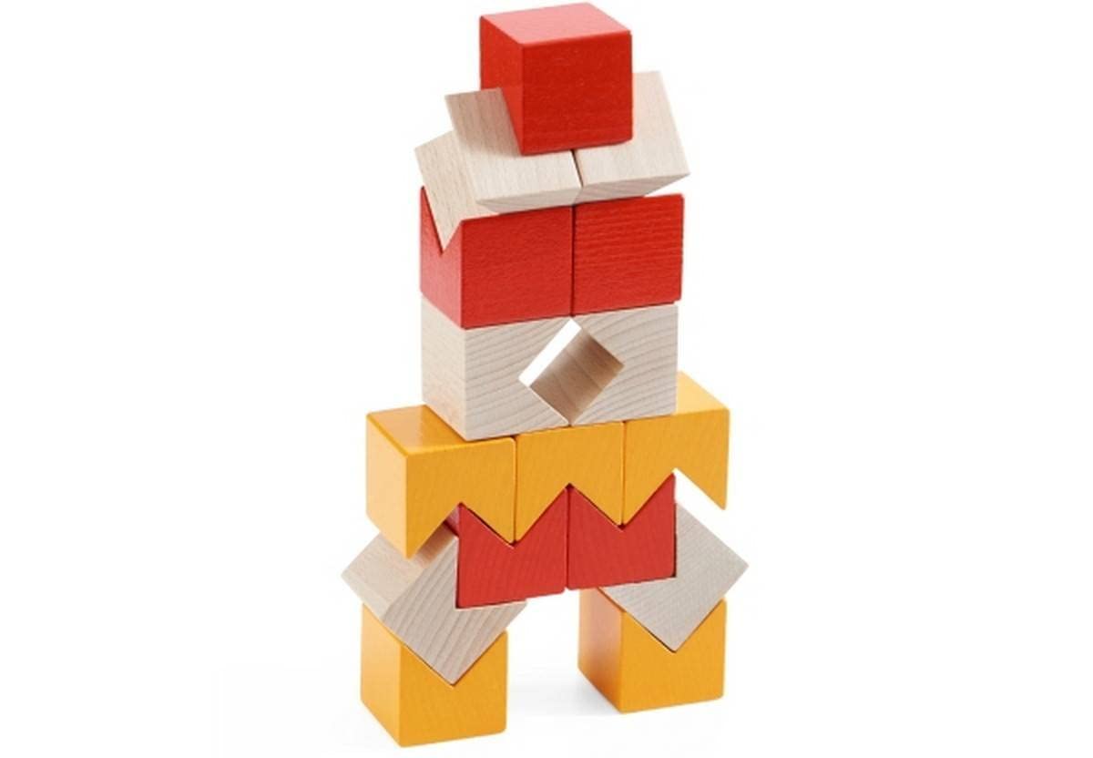 HABA 304409-3D Tile Game Rubius, 16 Wooden Building Blocks in 3 Colours for Creative Laying and Building in All Directions, Toy from 3 Years