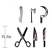 7 PCs Horror Party Decoration Bloody Weapons, Fake Weapons Dress Up Accessories For Haunted Houses Sickle, Axe, Saw, Scissors, Bloody Knives and Kids Halloween Cape