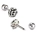Cottvott Flowers Surgical Steel Earrings Studs for Womens Gold Black (3pairs Mix Color)