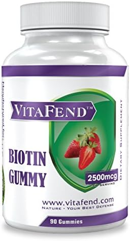 VitaFend Biotin Gummy 2500mcg Strawberry Flavored 90 Count