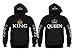 JIANLANPTT Fashion Long Sleeve King Queen Hoodies Sweatshirt Love Couple