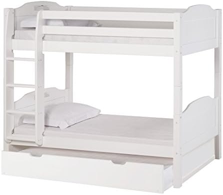 High Bunk Bed - With Conversion Kit - &amp; Twin Trundle Panel Style - White