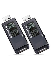 eversame 2 Pack USB Tiempo de capacidad de termómetro digital Voltaje actual probador multímetro de seguridad, DC 3   30 V voltímetro amperímetro Electricidad W USB Medidor de potencia Tester