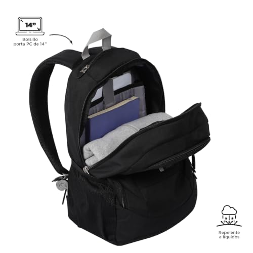 TOTTO Mochila Ergonómica Grande Porta Laptop 14 Repelente a Líquidos | Escuela - Oficina - Viaje | 25 L GOCTAL