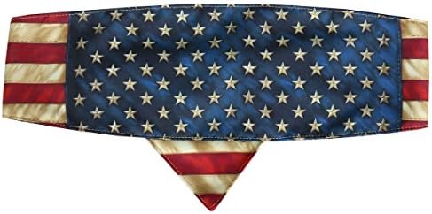Red White Blue Distressed USA American Flag Road Wrap Headband Head Wrap Biker Bandanna Sweatband and Velcro