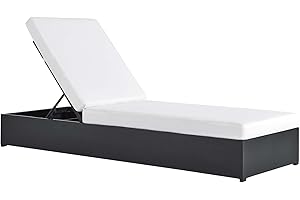 Modway Tahoe Aluminum Outdoor Gray White with Weather-Resistant Cushions, Perfect Patio Sunbed or Recliner Pool Furniture, Chaise Lounge Chair