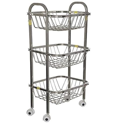 Generic Steel Fruit & vegitable Trolley & get Free Vegetable Zipper Fridge Bag Pack