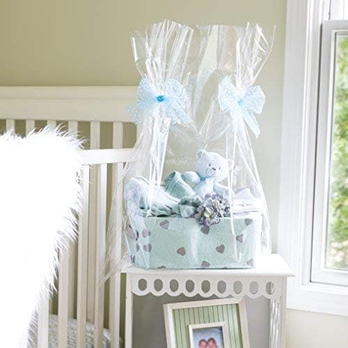 Purple Q Crafts Clear Basket Bags, Large Clear Cellophane Wrap for Baskets & Gifts 24x30 (40)