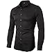Men's Bamboo Fiber Dress Shirts Slim Fit Solid Long Sleeve Casual Button Down Shirts, Elastic Formal Shirts for Men,Black Shirts,16