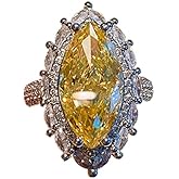 Viyuroyk 925 Sterling Silver Shiny Yellow horse eye shape Cubic Zirconia Rings Diamond Rings for Women Jewelry Findings Earring Backs Findings