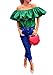 Simplee Apparel Womens Off the Shoulder Ruffle Cotton Crop Top Tube Blouse, Green, One Size