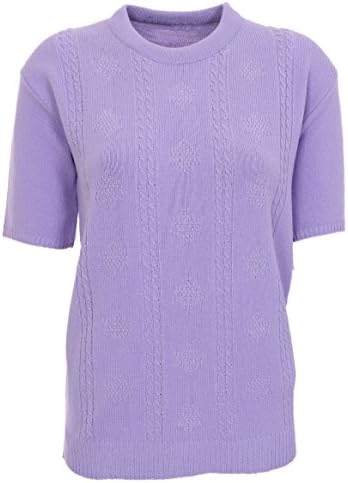 Lets Shop ShopWomens Cable Knit Short Sleeves Jumpers Ladies Classic Knitwear Half Sleeves Sweater Pullover T Shirt Blouse Top Size 10 12 14 16 18