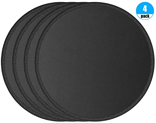 Foroffice 4 Pack Computer Mouse Pad with Non-Slip Rubber Base, Premium-Textured Mousepads Bulk with Stitched Edges, Mouse Pads Pack for Computers, Laptop, PC, Office & Home, 7.9x7.9 inches, 3mm, Black