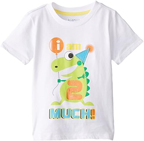 Kidtopia Little Boys' Short Sleeve Tee I Am 2 Much with Dino