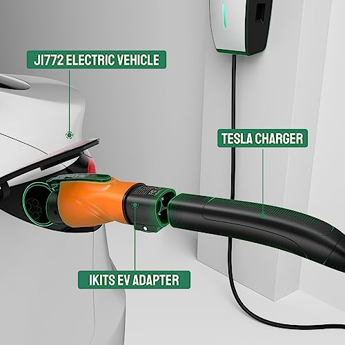 IKITS Mini J1772 EVs Adapter, Tesla to J1772 Charging Adapter 48A/250V