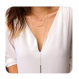Sundear Dainty Layered Lariat Bead Bar Pendant Necklace for Women