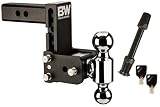 B&W Hitches TS10037B Tow & Stow Model 8 5-5.5" Adjustable Dual Ball Mount Hitch and 5/8" Black Receiver Hitch Lock