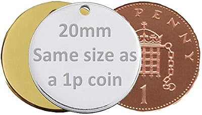 JK Personalised Round/Bone Engraved Dog ID Tag 20mm Silver Nickel