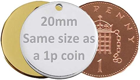 JK Personalised Round/Bone Engraved Dog ID Tag 20mm Silver Nickel