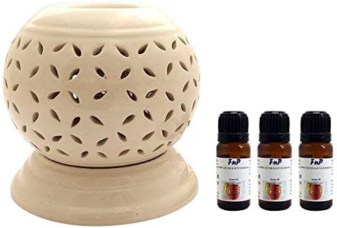 FnP CL Ceramic Aroma Burner (10 ml, Beige)