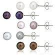 Sterling Silver 5 Pair Multi Color Freshwater Pearl Earring Set