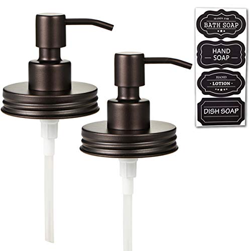 Mason Jar Liquid Soap Dispenser Lids(2) Premium Rust Proof Stainless