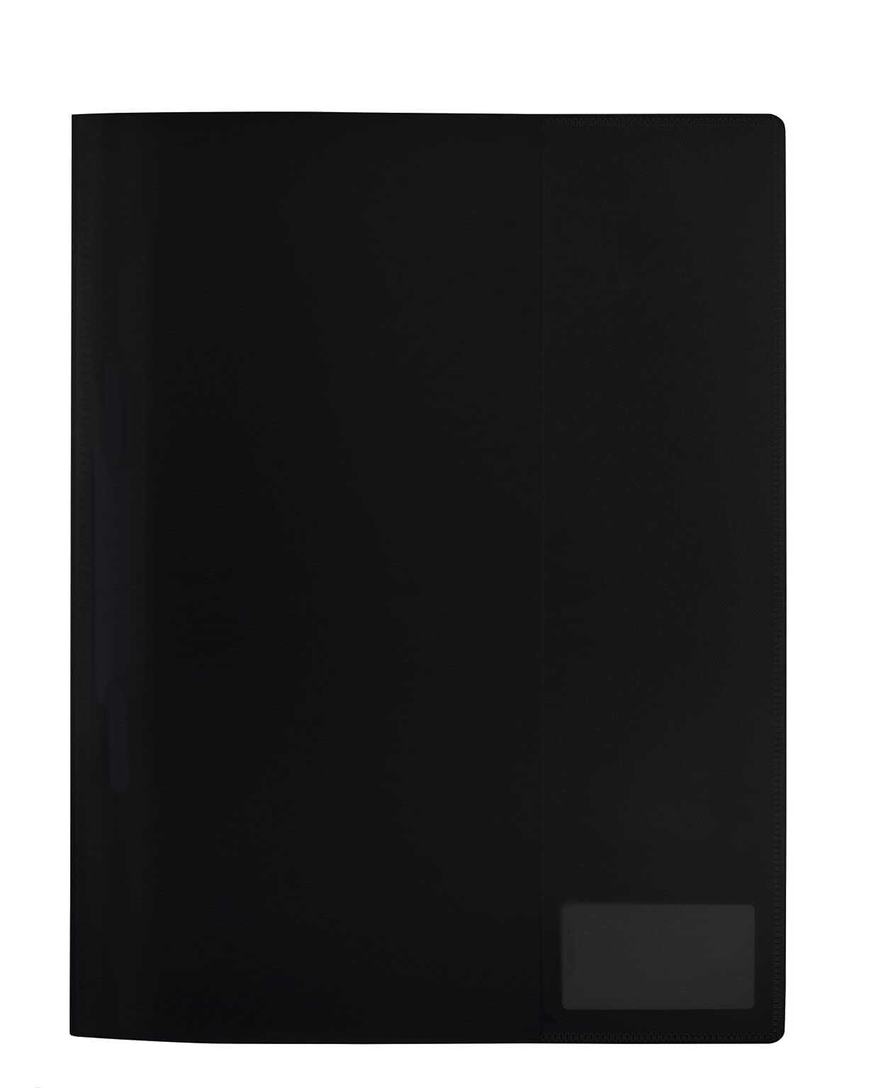 HERMA 19487 File Folder A4 Translucent Black, Pack of 3, Plastic Folder with Labelling Label, Slip Pocket & Metal Staple Tongue, Sturdy Plastic File Folder Set for School and Office