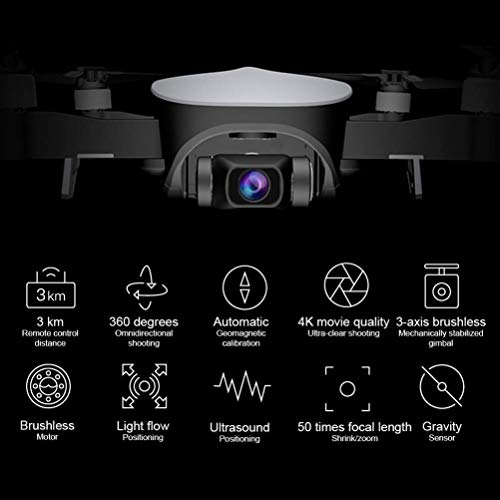 ZHCJH Drohne mit Kamera, GPS-Drohne mit Kamera 4K Live-Video, 110 ° einstellbare Weitwinkelkamera, Höhenlage, 3000M Kontrollbereich mit 3-Achsen-Selbststabilisierendem Kardanring – Bild 3