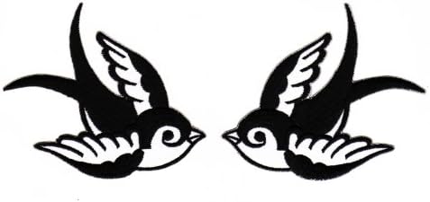 Swallow Rockabilly left and right Sew-on Iron-on Patches Embroidered Applique