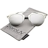 zeroUV - Modern Fashion Metallic Frame Color Mirrored Lens Pantos Aviator Sunglasses
