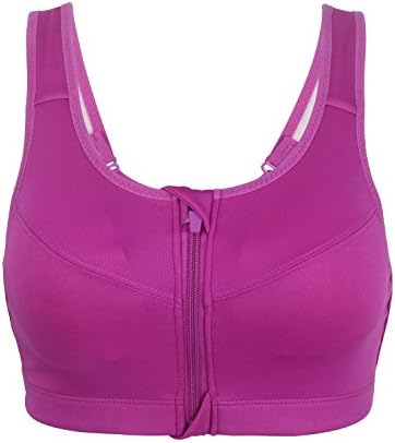 Women's Yoga Bra High Impact Sports Bras Zipper Closure Racerback Support Bra Padded Strappy Sports Bras Medium Workout Bra